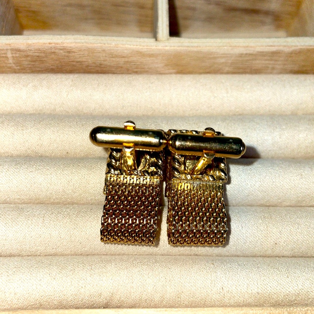 Vintage Genuine Tigers Eye Gemstone Cuff Links. - Picture 4 of 8